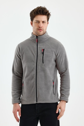 Erkek Outdoor Fermuarlı Polar Ceket Gri