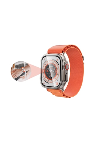 Apple Uyumlu Watch Ultra 49mm Alm-01 Metal Çerçeveli Ekran Koruyucu