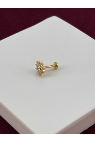 Güneş Şekilli Ve Taşlı Gold Piercing Gold