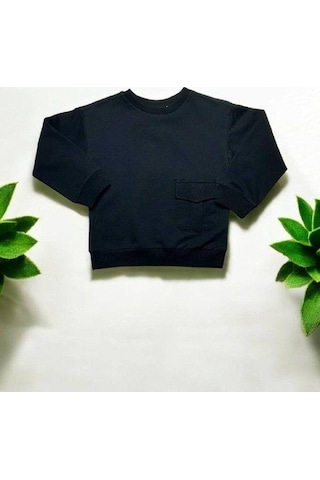 Çikoby Erkek Çocuk Cep Detaylı Sweatshirt-14879 Siyah