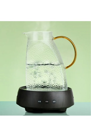 Qerhome Borosilikat Cam Buzlu Gold Saplı Dolap Kapağına Uyumlu Sürahi 1500 Ml Seriva