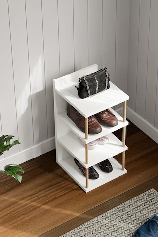 İntergo Çok Amaçlı 4 Raflı Ayakkabılık Banyo Mutfak Düzenleyici Organizer Beyaz