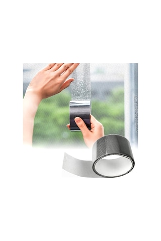 48mm X 2 Metre Fiber Tül Yaması -gri Yapışkanlı Sineklik Tamir Bandı Delik Kapatıcı Sinek Kovucu