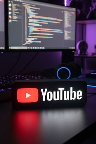 Youtube Logolu Dekoratif Aydınlatma Çok Renkli