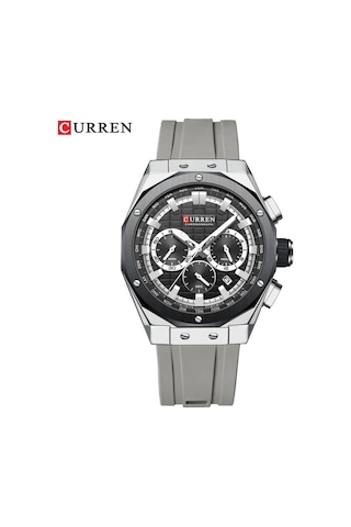 Curren 8462 Erkek Gri Analog Kuvars Silikon Spor Aydınlatmalı Saat Su Geçirmez Tarih Kol Saati Yeşil Diğer