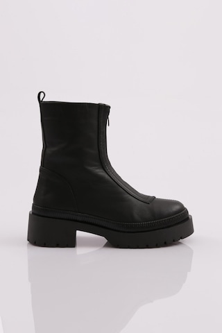 Dgn 21542-22K Kalın Taban Fermuarlı Kadın Bot 21542-2-R2119 Siyah