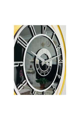 Pey Aksesuar Metal Camlı Duvar Saati 50 X 70 Cm Orta Boy Işıklı Gerçek Cam Duvar Saati Modern Tasarım M51-gold-füme-beyaz-gümüş