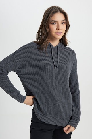 Wrangler Relaxed Fit Geniş Kesim Kapüşonlu Antrasit Triko Kazak W242711040 Koyu Gri