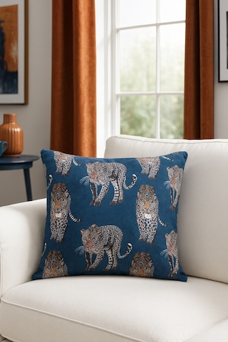 Leopar Kadife Kırlent Kılıfı Lacivert 45x45 Lacivert