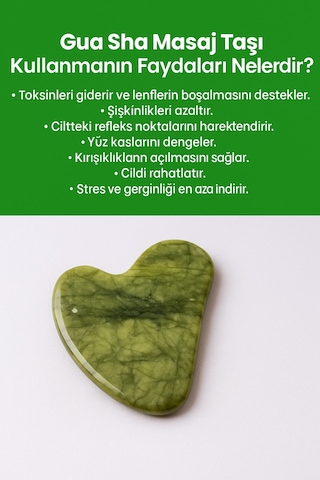 Yeşim Taşı Yeşil Gua Sha Yüz Masaj Taşı %100 Doğal Ve Gerçek Kadın