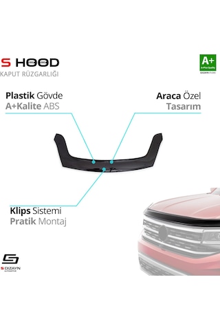 S-dizayn Peugeot Partner Abs Plastik Kaput Rüzgarlığı 2015-2018 A+kalite