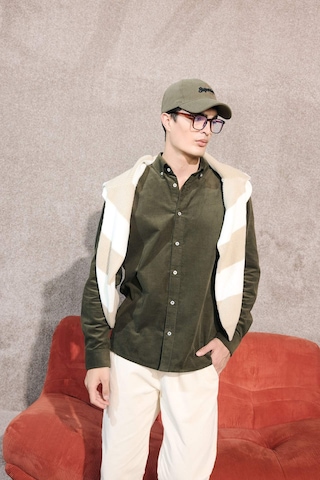 Defacto Regular Fit Polo Yaka Fitilli Kadife Uzun Kollu Gömlek E9024ax25wnkh444 Haki-kh444