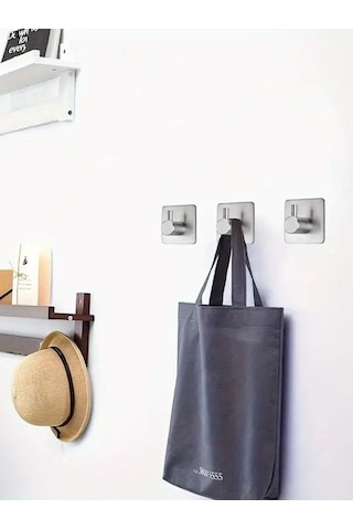 Paslanmaz Çelik 2 Adet Yapışkanlı Bornozluk Havluluk Askılık Yata Çelik