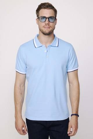 Tudors Erkek Polo Yaka Slim Fit Yaka Ve Kol Şeritli Pike Mavi Tişört-27798-Mavi