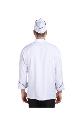 Aşçı Ceketi Beyaz Siyah Biyeli T Model