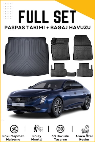 Peugeot 508 2023 Model Birebir Uyumlu Bagaj Havuzu+paspas Seti
