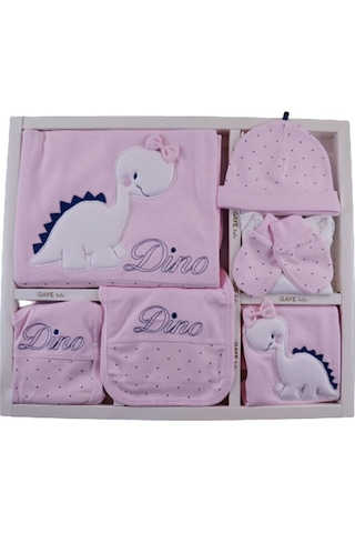 Hastane Çıkışı Dinozorlu Pembe Kutulu 10'lu Açık Bej