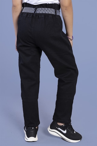 Toontoy Kız Çocuk Yüksek Bel İki Yanı Cepli Regular Fit Jean Pantolon Siyah