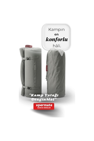 Xpermate Gezginmat Kamp Yatağı Tek Kişilik Taşıma Çantalı Kamp Matı 70 x 180 x 6 CM Gri