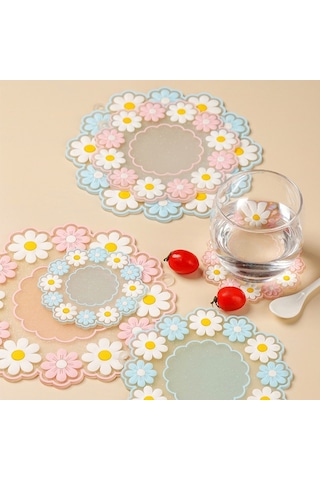 Sones Ev Yüksek Sıcaklığa Dayanıklı Papatya Bardak Altlıkları Mutfak Masa Üstü Yalıtım Matı, Stil: Mavi Büyük Diğer