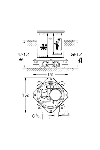 Grohe Ayaklı Yerden Banyo Duş ve Küvet Bataryaları İçin Montaj S