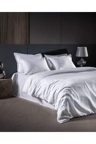 Madame Coco Thalie Çift Kişilik %100 Pamuk Çizgili - 300tc Saten Nevresim Takımı - Beyaz 8684427207826 Beyaz