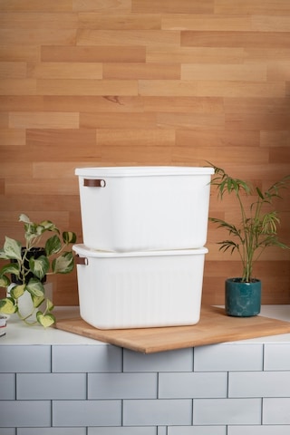 Finehome Boxy 2'li Çok Amaçlı Kutu 15lt Beyaz