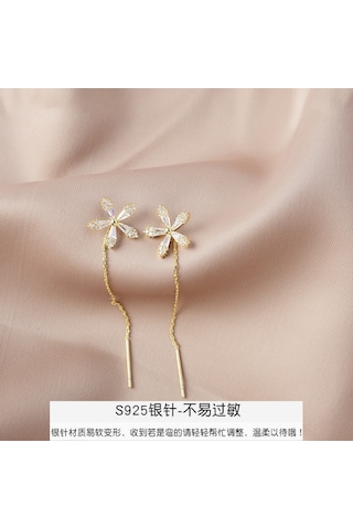 Samdoo 2022 Yeni Stil S925 Gümüş Iğne Mikro Takıklı Uzun Kolye, Kadınlar İçin Modern Kore Stili Zümrüt, Sağlıklı Ve Kullanıma Güvenli Diğer