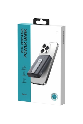 Magsafe Mıknatıslı Wireless Powerbank Benks MP08 (Havayolu Protokollerine Uygun) 10.000mAh Kapasite Siyah