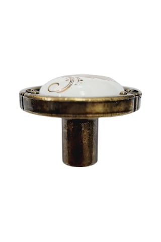 Porselen Düğme Kulp Metal Antiksarı Motifli / 5 Adet Antik