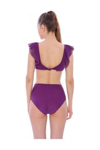 Argisa Düz Fırfırlı Yüksek Bel Yeni Bikini Mor