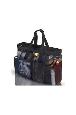 Suofeng Siyah Plaj Çantası 70x18x45 Cm - Fermuarlı Cep İle Oyuncak Ve Eşya Saklama Çantası - Dayanıklı Malzeme Diğer