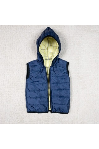Momikon Unisex Kapüşonlu Lacivert Mevsimlik Çocuk Yelek