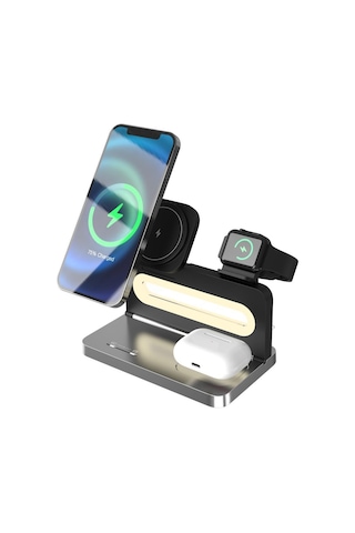 S-link Sw-cwf120 Siyah Telefon Kulaklık Akıllı Saat 15w 3 İn 1 Magsafe Kablosuz Şarj Cihazı Siyah