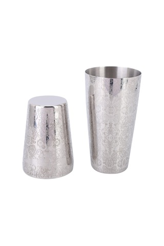 Hangfox 304 Paslanmaz Çelik Boston Kokteyl Shaker Seti, Aşınmaz, Leak-proof, Gravür Desenli, Kahve Ve Kokteyl Hazırlama İçin, Gümüş Rengi