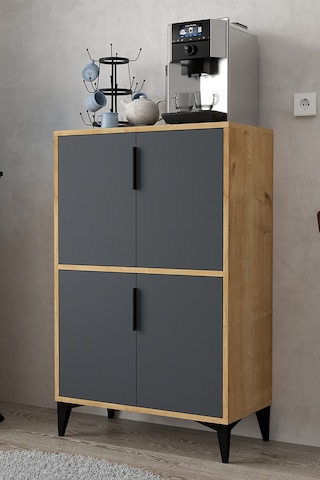 1403 Ada Çok Amaçlı Dolap , Kahve Köşesi , Kiler Dolabı , Mutfak Standı 4 Kapılı , Safir Antrasit Antrasit - Safir