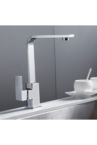 Rudi Armatür Pirinç Malzeme 1. Kalite Krom Kuğu Model Eviye Bataryası Gri