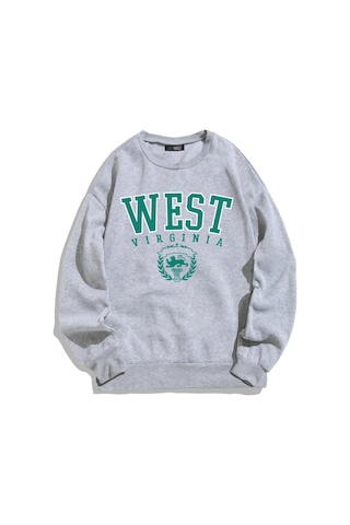 Brz Collection Unisex Oversize West Virginia Sweatshirt Gri