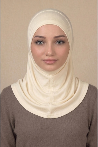 Sonbaharmoda Hazır Türban Pratik Kaymaz Tesettür Eşarp Viskon Likralı Rahat Günlük Ve Namaz İçin Hijab Ekru