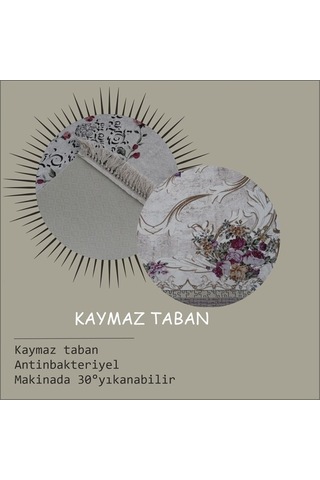 Kaydırmaz Taban Dekoratif Sardunya Model Halı Çok Renkli