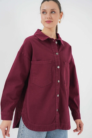 Gabria Çift Cep Gabardin Ceket Bordo