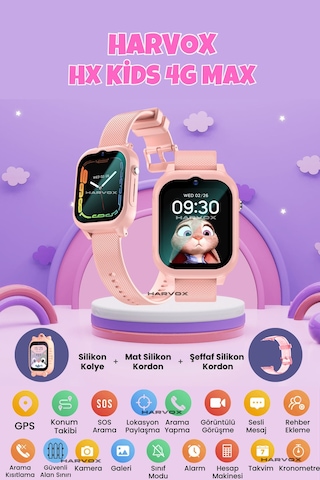 Arvonx HX Kids 4G Max Sim Kartlı Akıllı Çocuk Saati (İthalatçı Garantili)