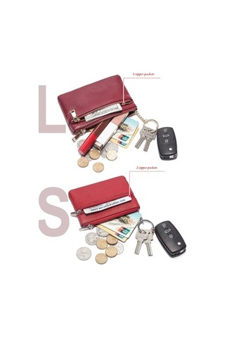 Linjinxu Humerpaul Wx2010 Bayan Deri Mini Cüzdan Taşınabilir Bozuk Para Kesesi Ve Kartlık, Beden: L Siyah Siyah