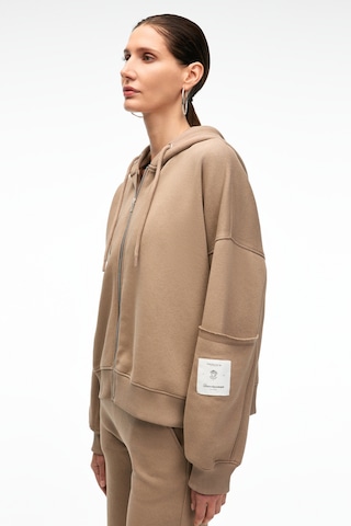 Grımelange Vıvıenne Kadın Metal Fermuarlı Kapüşonlu Kolda Süs Etiket Ve Cep Detaylı Vizon Sweatshirt Vizon