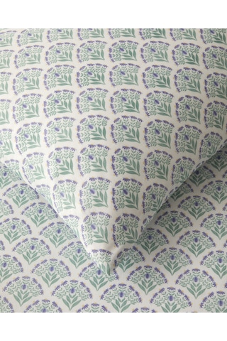 Ornament Petal Kolay Ütülenir Çift Kişilik Nevresim Seti 200x220 Cm Lila-yeşil