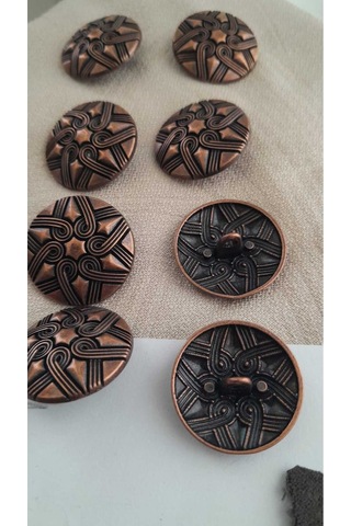 Antık Bakır Metal Düğme 25 Mm 8 Adet