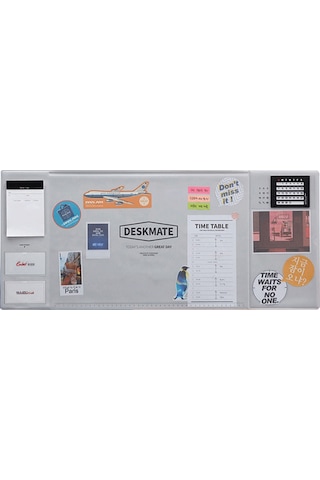 Konesam Ofis Ve Ev Kullanıma Uygun 70.5x32cm Gri Su Geçirmez Çok Fonksiyonlu Masa Matı - Kartlık, Takvim Ve Not Tutma Bölümleriyle