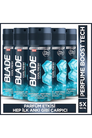Blade Cool Fresh Erkek Alüminyumsuz Deodorant 5x150 Ml Blade Cool Fresh Erkek Alüminyumsuz Deodorant 5x150 Ml