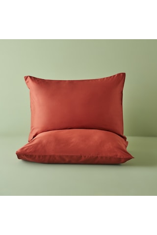 Bella Maison Supreme Saten 2'li Yastık Kılıfı %100 Pamuk Kiremit 50 x 70 CM