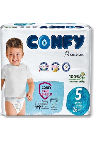 Confy Premium 5 Numara Bebek Bezi Junior 11 - 18 KG 26 Adet